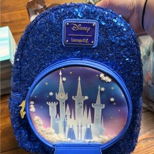 Loungefly Cinderella snow globe Sequin Castle Mini Backpack
